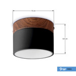 Imagen de PANEL LED 9W Frio Negro-Madera Ø10cm