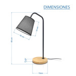Imagen de LAMPARA Negra Metal-Madera 49cm H