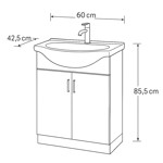 Imagen de M.Baño 60cm 2 Ptas. c/Mesada Wengue/Loza Blanca