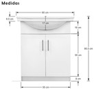 Imagen de M.Baño 60cm 2 Ptas. c/Mesada Blanco/Loza Blanca