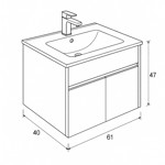 Imagen de M.Baño p/Colgar Dubai Gris c/Bacha Recta 61cm