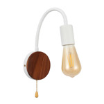 Imagen de APLIQUE 1 Luz E27 Brazo Flex. c/Inter. Blanco/Madera Base: Ø10x3cm / Brazo: 25cm