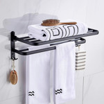 Imagen de TOALLERO Repisa Hotel Plegable Aluminio Negro 59.5x17.5x21cm Prof.