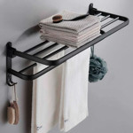 Imagen de TOALLERO Repisa Hotel Plegable Aluminio Negro 59.5x17.5x21cm Prof.