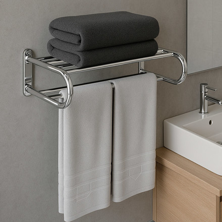 Imagen de TOALLERO Repisa Hotelero Cromado 53.5x19x30cm Prof.