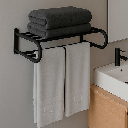Imagen de TOALLERO Repisa Hotelero Negro 53.5x19x30cm Prof.