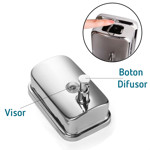 Imagen de DISPENSADOR Jabon Liq 500ml Acero 15*10/11cm prof.