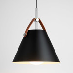 Imagen de COLGANTE 1 Luz E27 Lars Negro/Cuero Ø27x26H