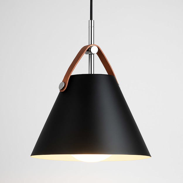 Imagen de COLGANTE 1 Luz E27 Lars Negro/Cuero Ø27x26H