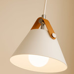 Imagen de COLGANTE 1 Luz E27 Lars Blanco/Cuero Ø27x26H