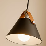 Imagen de COLGANTE 1 Luz E27 Lars Negro/Cuero Ø27x26H