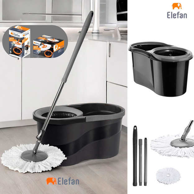 Imagen de SET Mopa + Balde Negro c/Centrifugado 14Lts