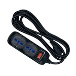 Imagen de ALARGUE 4 Tomas 10A + 2 Schucko c/Interruptor de Encendido 3m Negro Dense