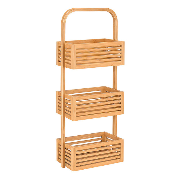 Imagen de ESTANTERIA Vertical 3 Niveles con Asa Bamboo Natural 33.5x18x77cm H