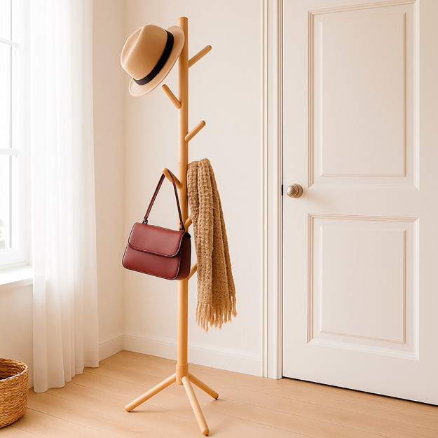 Imagen de PERCHERO de Pie Bamboo con base Tripode 172cm H