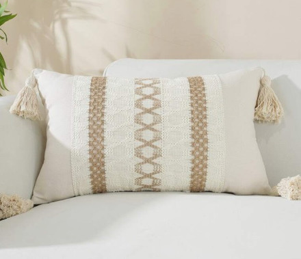 Imagen de ALMOHADON con Tejido Blanco/Beige 50x30cm