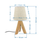 Imagen de LAMPARA Tripode Madera c/Pantalla 34.5cm H