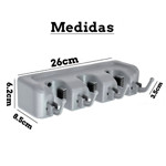 Imagen de Soporte p/Escobas x 3 Plastico Gris 26x6cm / 9cm prof.