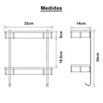 Imagen de Repisa Aluminio Doble 32*14.5cm / 36cm h