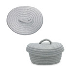 Imagen de Cesto Organizador Oval Chico con Tapa Gris 20x15x11cm H