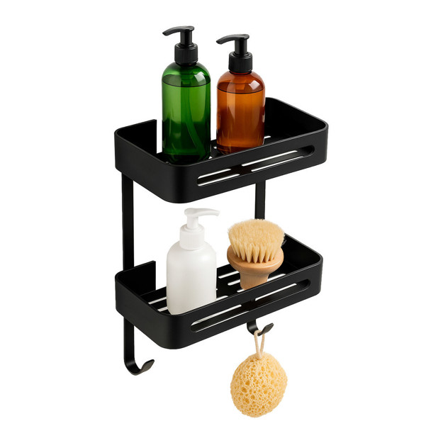 Imagen de REPISA Doble Toronto Aluminio Negro 32x12.5x35cm