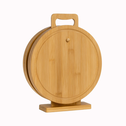 Imagen de SET 4 Tablas Madera Redonda Ø24x1 c/Soporte 32x5cm