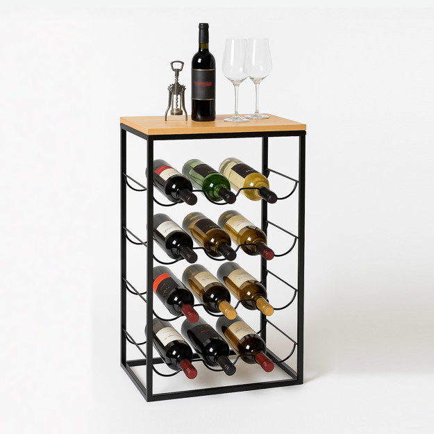 Imagen de BOTELLERO x 12 de Pie Madera/Negro 39.5x28.5x64cm H