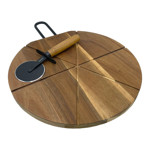 Imagen de SET Tabla Madera + Cortador Pizza Ø31*1.5cm