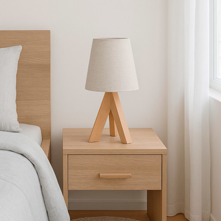 Imagen de LAMPARA Tripode Madera c/Pantalla 34.5cm H