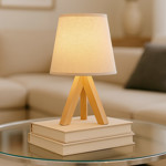 Imagen de LAMPARA Tripode Madera c/Pantalla 34.5cm H