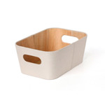 Imagen de ORGANIZADOR c/Asas Madera/Tela Crema 26x18x11cm h