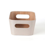 Imagen de ORGANIZADOR c/Asas Madera/Tela Crema 26x18x11cm h