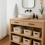 Imagen de ORGANIZADOR c/Asas Madera/Tela Crema 23x30.5x15.2cm h