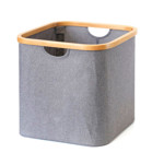 Imagen de ORGANIZADOR c/Asas Borde Madera Tela Gris 33x33x33cm h