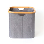 Imagen de ORGANIZADOR c/Asas Borde Madera Tela Gris 33x33x33cm h