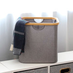 Imagen de ORGANIZADOR c/Asas Borde Madera Tela Gris 33x33x33cm h