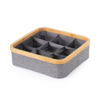 Imagen de ORGANIZADOR Plegable 9 Div. Borde Madera Tela Gris 30x30x9cm h