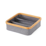 Imagen de ORGANIZADOR Plegable 3 Div. Borde Madera Tela Gris 30x30x9cm h