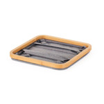 Imagen de ORGANIZADOR Plegable 3 Div. Borde Madera Tela Gris 30x30x9cm h