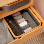 Imagen de ORGANIZADOR Plegable 3 Div. Borde Madera Tela Gris 30x30x9cm h