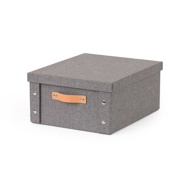Imagen de CAJA Organizadora c/Asas y Tapa Tela Gris 26.5x31.5x14.5cm h