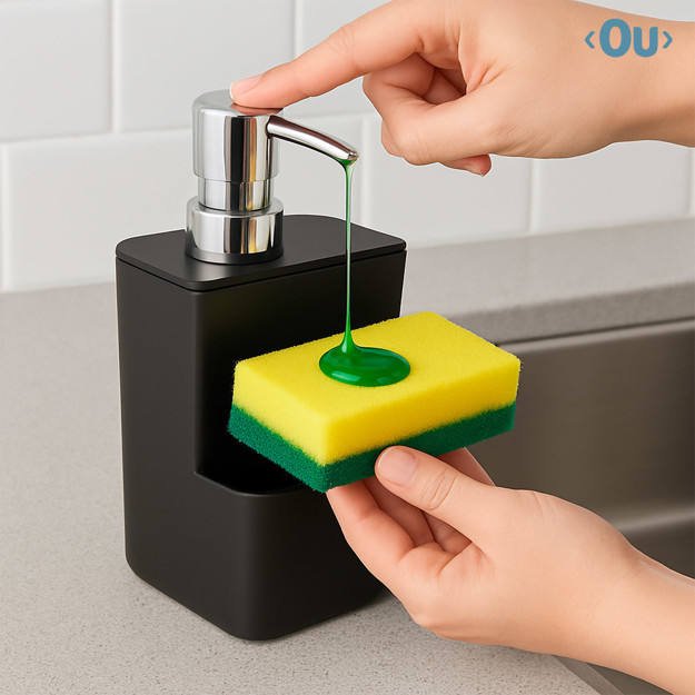 Imagen de Dispensador p/portaesponja Compact 650ml NEGRO Ou Trium