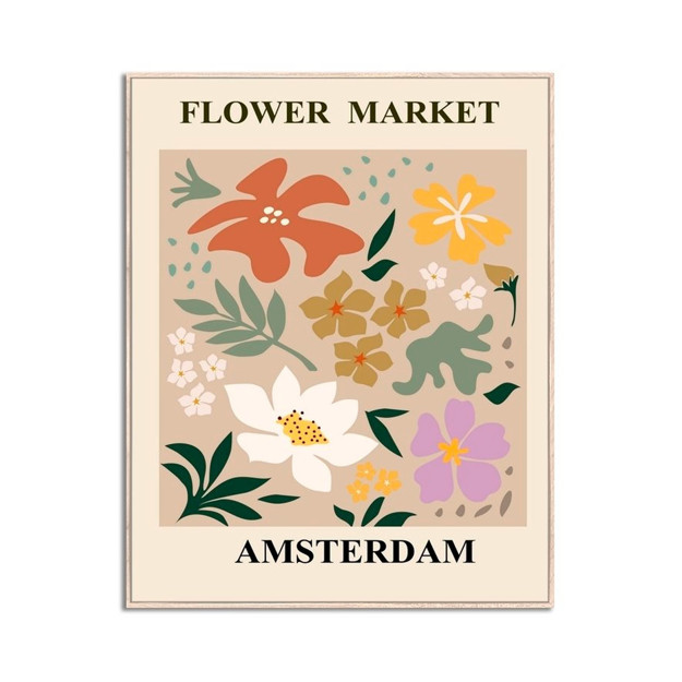 Imagen de CUADRO 40x50cm Marco FLOWER MARKET AMSTERDAM