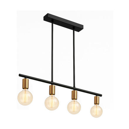 Imagen de COLGANTE de Techo Lineal 4 Luc E27 Negro/Dorado