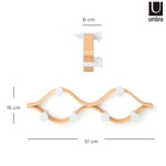 Imagen de PERCHERO de Pared 6 Ganchos Curvo Blanco y Mad Natural 51cm