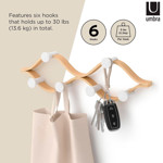 Imagen de PERCHERO de Pared 6 Ganchos Curvo Blanco y Mad Natural 51cm