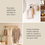 Imagen de PERCHERO de Pared 6 Ganchos Curvo Blanco y Mad Natural 51cm