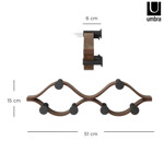 Imagen de PERCHERO de Pared 6 Ganchos Curvo Negro y Tabaco 51cm