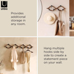 Imagen de PERCHERO de Pared 6 Ganchos Curvo Negro y Tabaco 51cm