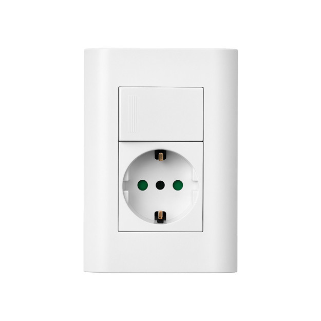 Imagen de CONJUNTO Interruptor Bipolar y Toma Schucko Blanco